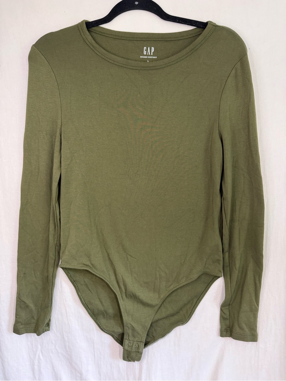 GAP Women's Olive Green Long Sleeve Bodysuit Cotton/Modal Large